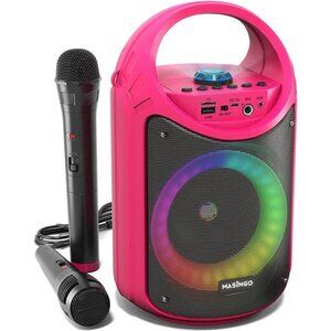 Bluetooth Karaoke Machine with 1 Wireless Karaoke Microphone and 1 Wired Mic